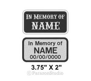 Patch à coudre personnalisé brodé en mémoire de moto motard MC 3,75" X 2" (A) - Photo 1/11