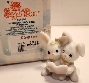 Precious Moments SUGAR TOWN BUNNIES CAROLLING FIGURE 53184 Retired 2" Tall 1997 - Picture 1 of 7