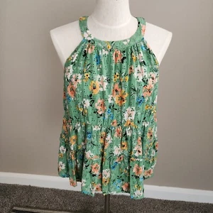 Torrid Damen 0 Größe L Neckholder Stufen Grün Geblümt Top - Bild 1 von 4