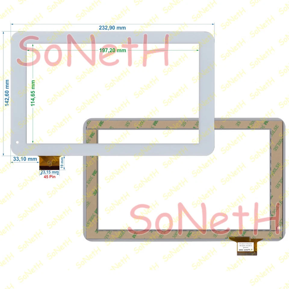 Vetro Touch screen Digitizer 9,0" Majestic TAB 492 3G Bianco - Immagine 1 di 1