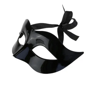 1PC Masquerade Mask Half Face Men Phantom Masquerade Mask Halloween Black Mask - Picture 1 of 8