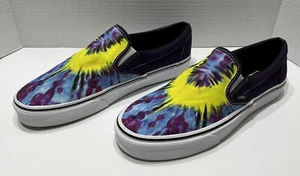 Vans Classic Slip On Purple Yellow Tie Dye Slip On Canvas Low Sneakers Mens 10 - Picture 1 of 8