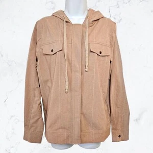 Chaqueta cortavientos informal ligera a rayas beige y blanca Doe & Rae talla S - Imagen 1 de 6