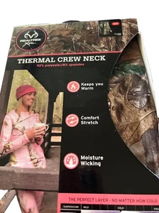 New NWT Womens Realtree APS Thermal Crew Neck Top Camo Green Size S 33-35 - Picture 1 of 2