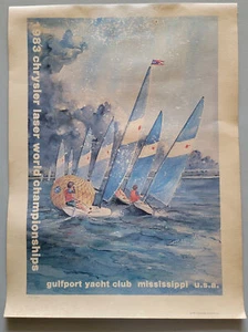 Póster vintage del Campeonato Mundial Chrysler Laser 1983 Gulfport Yacht Club MS - Imagen 1 de 18