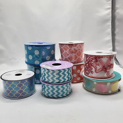 Assorted Wired Ribbons - Lot of 9 - Various Patterns - 2.5", 2.0" & 1.5" Wide - Image 1 of 4