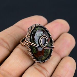 Dragon Blood Jasper Gemstone Copper Wire Wrap Handmade Ring Gift For Her