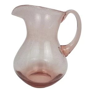 Vintage mundgeblasener rosa Glas Wasserkrug Limonade Eistee 30er Jahre schwer - Bild 1 von 8