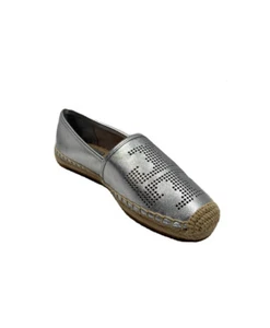 Tory Burch Espadrille perforiertes Logo flach Größe 5 Metallic Nappa silber Leder - Bild 1 von 7