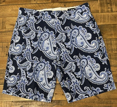 Pantalones Cortos RLX Ralph Lauren Hombres Calce Clásico Rendimiento Golf Azul Paisley Elastizados 30 Foto 1 de 4