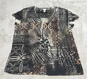 Chicos Top Damen XL 3 Mehrfarbig Kurzarm Geometrisches Muster Bluse - Bild 1 von 7
