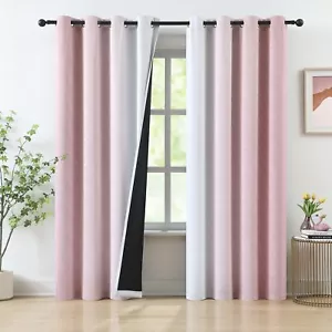 Ombre Pink Full Blackout Curtains for Girls Room Gradient Pure White to Pink ... - Picture 1 of 7