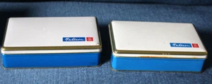 2 x alt klein Blechdose 15cm Bahlsen TET Blau Weiß Dose Keksdose - Bild 1 von 11