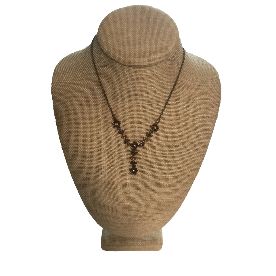 Cadena de collar de 15"-18" color cobre 1928 con colgante de flores estrás Foto 1 de 4