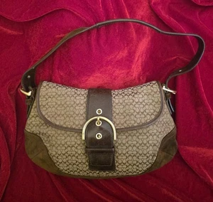 VTG Coach 2006 Soho Brown Signature Canvas Shoulder 6808 Bag Flap Y2K Purse - Picture 1 of 11