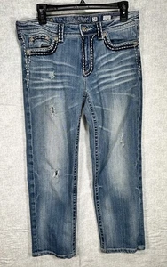 Jean MISS ME Boyfriend 28 crop 32 x 24 entrejambe point au choix de glace stretch capri - Photo 1/8