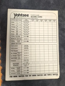 Vintage 1990s Yahtzee Game Replacement Score Cards Authentic Original  - Picture 1 of 3