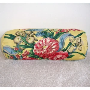 Bolster Cushion Cover Pink Yellow Vintage Floral Cylinder 6x16 Case 16" Blue - Picture 1 of 7
