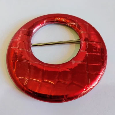 Clipe de cachecol vintage anos 80 fivela de cinto anel único feito em Taiwan R.O.C. - Imagem 1 de 4