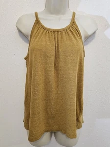 Halston Tank Top Harvest Gold 100% Leinen Spaghettiträger Y2K 90er - Bild 1 von 8