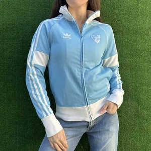 Vintage Y2K Adidas Guatemala blau & weiß Fußball Trainingsjacke Damen Größe M - Bild 1 von 4