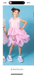 lola and the boys gigi dress pink tulle feather size 4 - Picture 1 of 4
