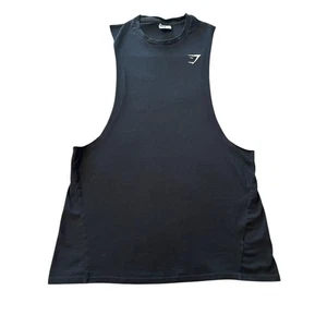 Gymshark Mens Black Training Workout Muscle Sleeveless Drop Arm Tank Top Shirt M - Picture 1 of 6