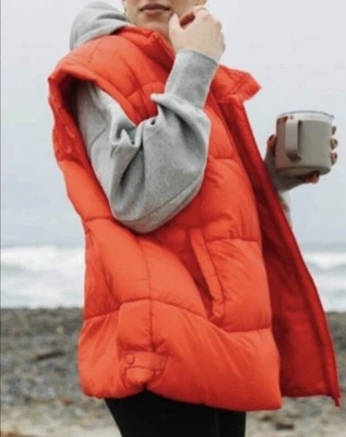 Chaleco acolchado Free People Movement In A Bubble de gran tamaño con cremallera frontal naranja talla XS Foto 1 de 4