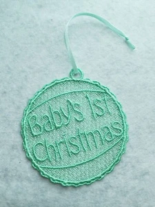 Mint Green Lace Baby's First Christmas Holiday Tree Ornament Shower Gift - Picture 1 of 1