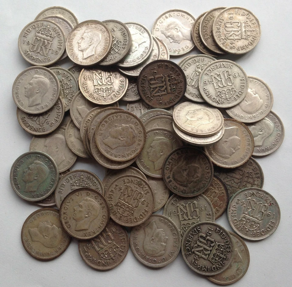 GEORGE VI SIXPENCE 6D 50% SILVER CUPRO NICKEL COINS CHOOSE YOUR DATE 1937-1952 - Image 1 of 1