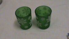 Green Votive with Snow Flakes, PAIR, Z29