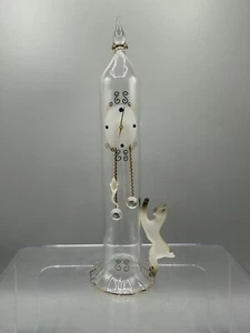 Grandfather Clock Decor With Cat & Mouse Art Blown Glass DAMAGED SEE PHOTOS - Picture 1 of 5