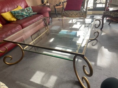 table basse design en verre à  double plateau - Photo 1/3