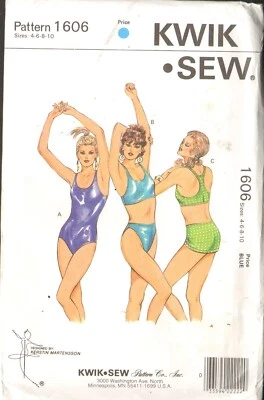 Kwik Sew 1606 Sewing Pattern Women's Swimsuits Size 4-6-8-10 Uncut - Image 1 of 2