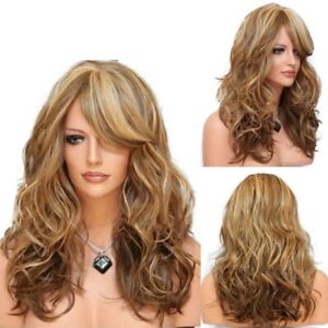 Fashion Wavy Hair Full Wig Long Curly Wigs Brown Gold Blonde Hair Wig Ombre