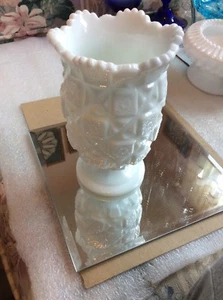 Westmoreland Old Quilt 6.5" T Milk Glass Pedestal Vase - Picture 1 of 5