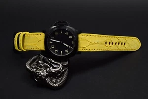 PULSERA RELOJ 26 24 22MM AUTÉNTICO PYTHON AMARILLO MATE CINTA HECHA A MANO PARA PANERAI MA STRAP - Imagen 1 de 12