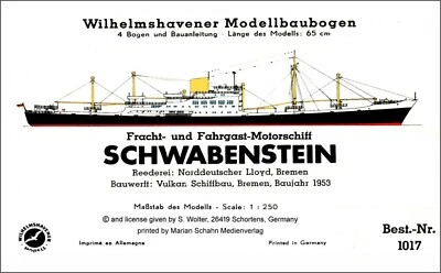 Wilhelmshavener Modellbaubogen    SCHWABENSTEIN   Maßstab 1:250 - Bild 1 von 2