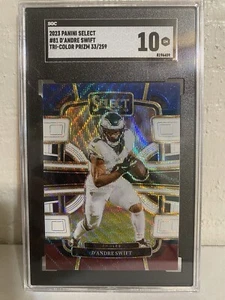 2023 Panini Select D’Andre Swift Tri-Color Prizm 33/259 GRADED GM 10 (SGC) - Picture 1 of 2