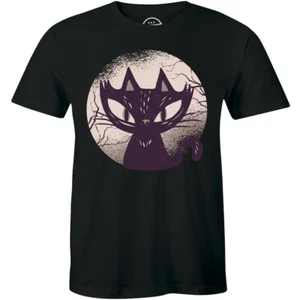 Halloween Black Kitty Funny Cat Lover Shirt Gift Men's Tee - Picture 1 of 4