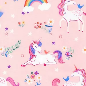 Fabric Unicorns Happy Little on Pink KAUFMAN Cotton 1/4 yard 6310 - Picture 1 of 4