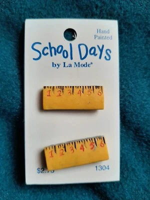 Botones vintage NUEVOS pintados a mano días escolares por La Mode Foto 1 de 3