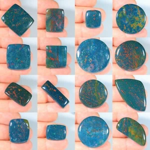 NATURAL RED DOTS GREEN BLOODSTONE JASPER RECTANGLE ROUND CABOCHON GEMSTONE FT- - Picture 1 of 17