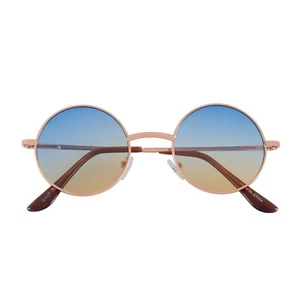KIDS CHILD SIZE COLORED ROUND LENS SUNGLASSES METAL FRAME HIPPIE HIPSTER TRENDY - Picture 1 of 139