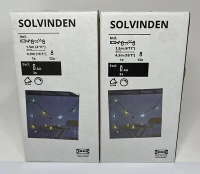 Set Of 2 IKEA SOLVINDEN LED Multicolor String Lights Outdoor 305.705.98 - Image 1 of 4