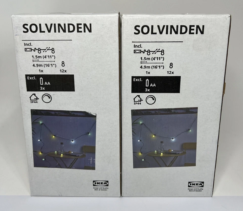 Ikea SOLVINDEN LED string lights w 12 lights batt-op/multi-color 305.705.98