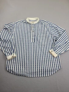 Camisa Wah Maker Abudad Para Hombres Grande Azul Henley Banda Cuello Vaquero Occidental - Imagen 1 de 10