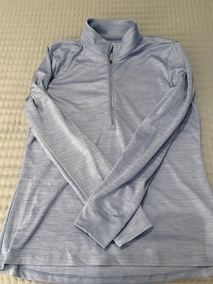Pullover para mujer Greg Norman 1/4 cremallera azul claro talla mediana. Foto 1 de 3