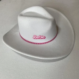 Barbie The Movie Hat Cowboy Fitted Womens One Size White Pink Rhinestone Western - Picture 1 of 7