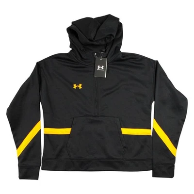 Sudadera con Capucha Under Armour 1/4 Cremallera Para Mujer M Negra Amarilla Heat Gear Calce Suelto $80 NUEVA Foto 1 de 4